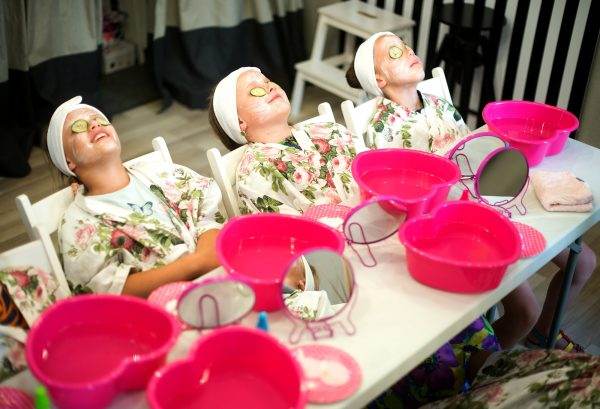 Girls enjoying the excitement of a birthday party at a children's spa