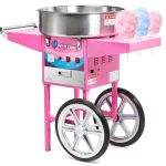 A pink Cotton Candy Machine With Dome Rental on wheels with a glamping twist.