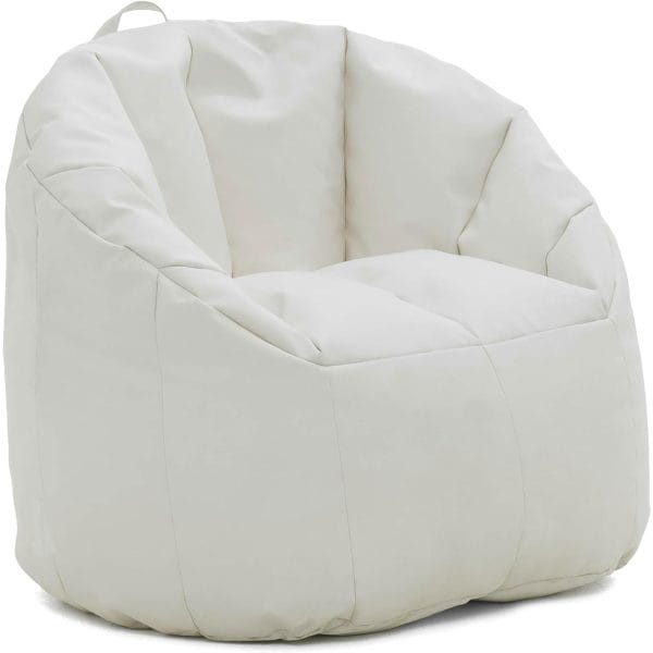 A white bean bag chair on a white background, perfect for outdoor movie nights.